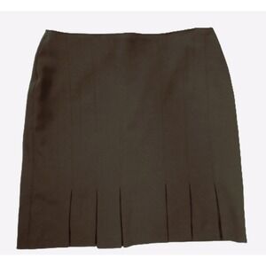 Dressbarn Woman Brown Pleated Front Skirt S-18 Knee Length Lined Career Workwear